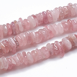 Rose Quartz Natural Rose Quartz Beads Strands, Chip, 11~17x9~11x2~4mm, Hole: 0.9mm, about 124pcs/strand, 15.75 inch(40cm)