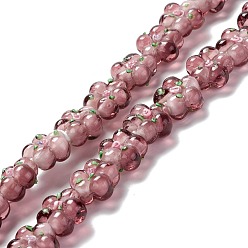 Brun Rosé  Brins de perles à chalumeau manuels, cahoteuse, fleur, brun rosé, 13.5~14x14.5~15x7~8mm, Trou: 1.4mm, Environ 28 pcs/chapelet, 14.57 pouce (37 cm)