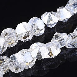 Clair Chapelets de perles en verre électrolytique , perle plaquée lustre, facette, diamant, clair, 4mm, Trou: 0.5mm, Environ 99 pcs/chapelet, 11.81 pouce