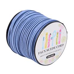 Azul Royal Cordón del ante de imitación, encaje de imitación de gamuza, embalaje de caja de papel, azul real, 3.0x1.4 mm, sobre 98.43yards / rodillo (90 m / rollo)