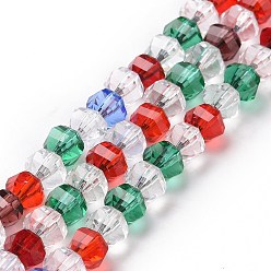 Coloré Perles en verre transparentes , facette, ronde, colorées, 6x4.5mm, Trou: 0.9mm, Environ 98~100 pcs/chapelet, 18.31'' (46.5 cm)