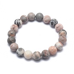 Jaspe Zébré Bracelets extensibles de perles de jaspe zèbre naturel, ronde, 2 pouces ~ 2-1/8 pouces (5.2~5.5 cm), perle: 10 mm