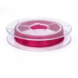 Deep Pink Round Copper Jewelry Wire, Deep Pink, 0.3mm, about 32.8 Feet(10m)/roll, 10 rolls/group