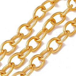 Oro Cadenas portacables de aluminio oxidado ovaladas, sin soldar, con carrete, dorado, link: 21x16x3 mm, sobre 10 m / rollo