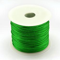 Verde Hilo de nylon, cordón de satén de cola de rata, verde, 1.5 mm, aproximadamente 49.21 yardas (45 m) / rollo