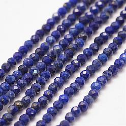 Lapislázuli Naturales lapis lazuli de hebras de cuentas, facetados, rondo, 2 mm, agujero: 0.5 mm, sobre 190 unidades / cadena, 15.2 pulgada