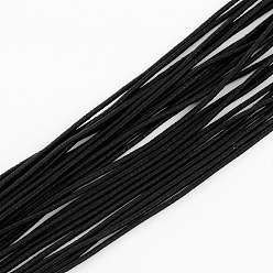 Black Elastic Cord, with Fibre Outside and Rubber Inside, Black, 2.5mm, about 87.48 yards(80m)/bundle