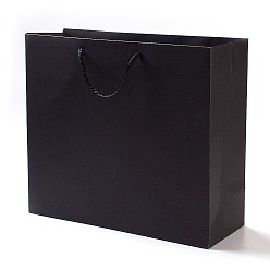 Black Paper Bags, Gift Bags, Shopping Bags, with Handles, Rectangle, Black, 28x32x11.5cm
