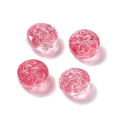 Light Coral Transparent Spray Painted Glass Beads, Flat Round, Light Coral, 13.5x8.5mm, Hole: 1.2mm