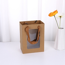 Верблюжий Прямоугольные бумажные пакеты, с ручками, для подарочных сумок, с чистым окном, верблюжие, 13x18x25 см