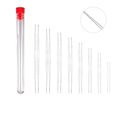Red Stainless Steel Collapsible Big Eye Beading Needles, Seed Bead Needle, with Storage Tube, Red, 45~160x15mm, 17pcs/set