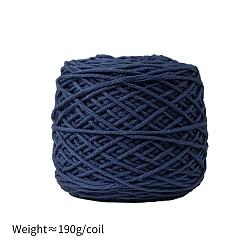 Marina Azul Hilo de algodón con leche de 190g y 8capas para alfombras con mechones, hilo amigurumi, hilo de ganchillo, para suéter sombrero calcetines mantas de bebé, azul marino, 5 mm