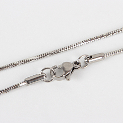 Stainless Steel Color 304 Stainless Steel Snake Chain Necklace Making, with Lobster Claw Clasps, Stainless Steel Color, 17.7 inch(45cm)