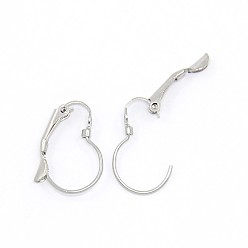Stainless Steel Color 304 Stainless Steel Leverback Earring Findings, with Loop, Stainless Steel Color, 19x13x3.5mm, Hole: 1mm, Pin: 1mm