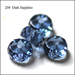 Prussian Blue Imitation Austrian Crystal Beads, Grade AAA, Faceted, Flat Round, Prussian Blue, 8x3.5mm, Hole: 0.9~1mm