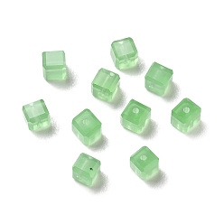 Vert Clair Verre imitation perles de cristal autrichien, facette, suqare, vert clair, 4x4x4mm, Trou: 0.9mm