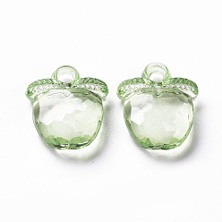 Lime Green Transparent Acrylic Pendants, Faceted, Apple, Lime Green, 20x17x5~6mm, Hole: 3mm, about 480pcs/500g