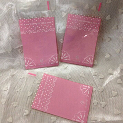 Pink Rectangle sacs d'emballage en cellophane, matériel opp, adhésif, rose, 13x7 cm, épaisseur unilatérale: 0.035 mm, mesure intérieure: 10x7 cm, environ 95~100 pcs / sachet 
