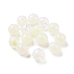 Beige Opaque Acrylic Beads, Glitter Beads, Round, Beige, 10.5~11mm, Hole: 2mm, about 510pcs/500g