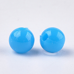 Dodger Blue Opaque Plastic Beads, Round, Dodger Blue, 6x5.5mm, Hole: 1.8mm, about 4790pcs/500g