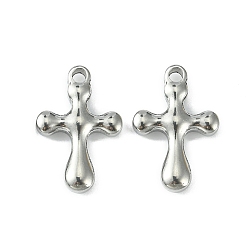 Stainless Steel Color 304 Stainless Steel Pendants, Cross Charms, Stainless Steel Color, 21.5x14.5x4mm, Hole: 2mm