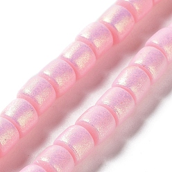 Pink Hebras de cuentas de arcilla polimérica hechas a mano pintadas con spray, para suministros de manualidades de joyería diy, columna, rosa, 6~6.5x6 mm, agujero: 1.8 mm, sobre 63~65 unidades / cadena, 15.43~15.87 pulgada (39.2~40.3 cm)
