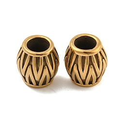 Golden Ion Plating(IP) 304 Stainless Steel European Beads, Large Hole Beads, Barrel, Golden, 10.5x10.5mm, Hole: 5mm