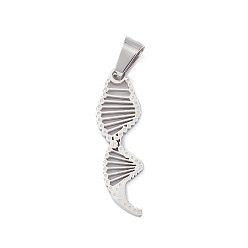 Stainless Steel Color 304 Stainless Steel Pendants, Chemistry DNA Charm, Stainless Steel Color, 29x9x1.3mm, Hole: 7x4.5mm