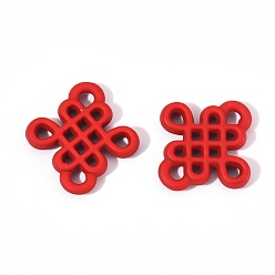 Red Baking Painted Alloy Chandelier Component Links, Chinese Knot, Red, 1.45x1.4x0.2cm, Hole: 1.6mm
