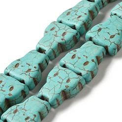 Turquoise Brins de perles synthétiques teintes en turquoise, forme de chat, turquoise, 20x18.5x7.5mm, Trou: 1mm, Environ 20 pcs/chapelet, 15.83'' (40.2 cm)