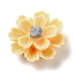 Amarillo Cabuchones de resina opacos, 3 d flor, amarillo, 11.5x6.5 mm