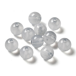 Gris Clair Perles acryliques transparentes, deux tons, ronde, gris clair, 7.5x7mm, Trou: 1.8mm, environ: 1900~2000 pcs / 500 g