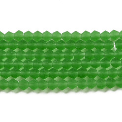 Lime Vert Imitez des brins de perles de verre dépoli en cristal autrichien, AA grade, toupie avec facettes, lime green, 3x2.5mm, Trou: 0.7mm, Environ 162~185 pcs/chapelet, 13.15~14.61 pouce (33.4~37.1 cm)