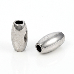 Stainless Steel Color 201 Stainless Steel European Beads, Large Hole Beads, Rice, Stainless Steel Color, 17x9.3mm, Hole: 4mm