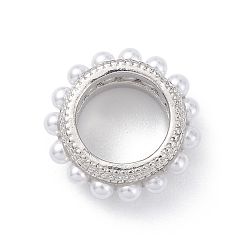 Платина Стойки обшивки латунные кольца связывая, с пластиковой имитационной жемчужиной, долговечный, без кадмия и без свинца, платина, 12x4.5 мм, внутренний диаметр: 7 мм