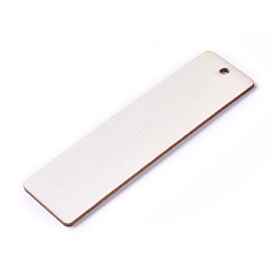 Floral White Unfinished Blank Poplar Wood Big Pendants, Rectangle, for Jewelry Making, Floral White, 120x31.5x2.5mm, Hole: 4mm