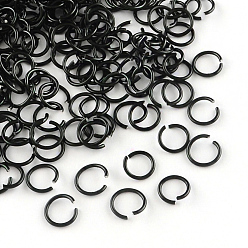 Черный Алюминиевая проволока открыты кольца прыжок, чёрные, 18 датчик, 10x1.0 мм, около 16000 шт / 1000 г
