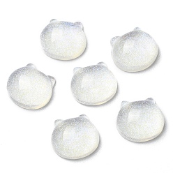 White Translucent Resin Cabochons, Glitter Bear Heads, White, 14x15x6.5mm