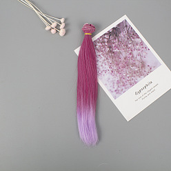 Rouge Violet Moyen Cheveux longs et raides de coiffure de poupée de fibre à haute température, pour bricolage fille bjd making accessoires, support violet rouge, 25~30 cm