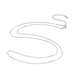 Rhodium Plated Collar de cadena tipo cable plano de plata de ley 925 con baño de rodio, con sello s925, para hacer collares con cuentas, larga duración plateado, Platino, 20.08 pulgada (51 cm)