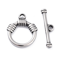 Plata Antigua 304 cierres de palanca de acero inoxidable, anillo, plata antigua, 20.5x17x3 mm, agujero: 2.5 mm