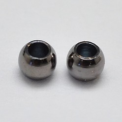 Bronze Perles en laiton, sans plomb & sans nickel & sans cadmium , rond solide, gris anthracite, 6mm, Trou: 3mm