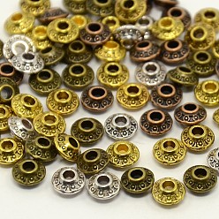 Mixed Color Mixed Antique Tibetan Style Alloy Bicone Spacer Beads, Lead Free & Nickel Free, Mixed Color, 6.5x4mm, Hole: 2mm, about 620pcs/200g