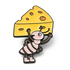 Food Alloy Enamel Pins, Ant Brooches, Electrophoresis Black, Food Cheese, 32.5x21.5x1.5mm