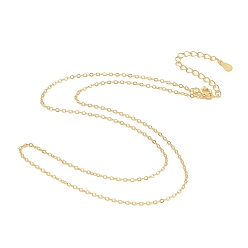 Real 18K Gold Plated 925 Sterling Silver Chain Necklace, Flat Cable Chains, with S925 Stamp, Long-Lasting Plated, Real 18K Gold Plated, 16.22 inch(41.2cm)