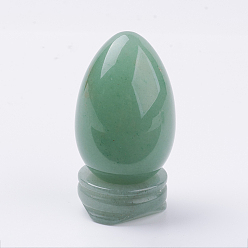 Green Aventurine Natural Green Aventurine Display Decorations, with Base, Egg Shape Stone, 56mm, Egg: 47x30mm