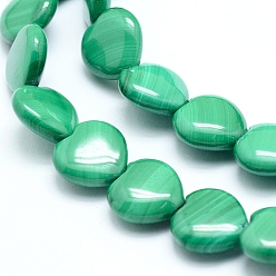 Malachite Natural Malachite Beads Strands, Heart, 12x12x5mm, Hole: 0.8mm, about 36pcs/strand, 15.75 inch(40cm)