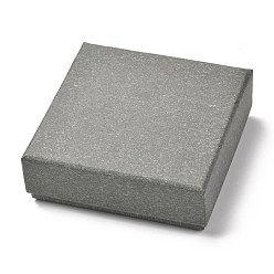 Gray Square Paper Box, Snap Cover, with Sponge Mat, Jewelry Box, Gray, 11.2x11.2x3.9cm, Inner Size: 103x103mm