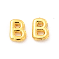 Letter B Boucles d'oreilles en laiton évidées avec lettre initiale pour femmes, réel 18 k plaqué or, sans plomb et sans cadmium, letter.b, 7x5x1.5mm, pin: 0.8 mm