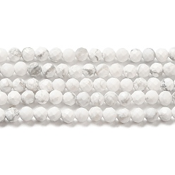 Howlite Chapelets de perles howlite naturelles , ronde, facette, AA grade, 3mm, Trou: 0.6mm, Environ 120 pcs/chapelet, 15.35~15.47'' (39~39.3 cm)